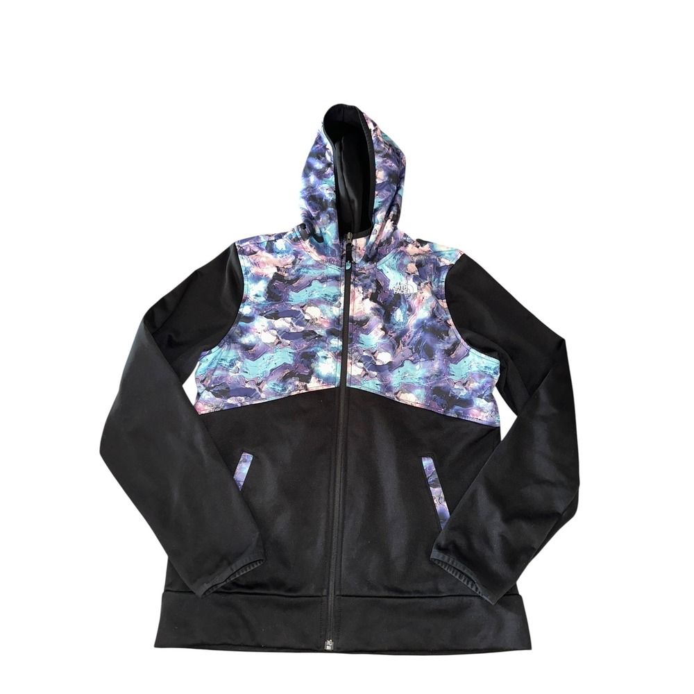The North Face kicking it Hoodie‎ Youth XL 18 Black Purple Print